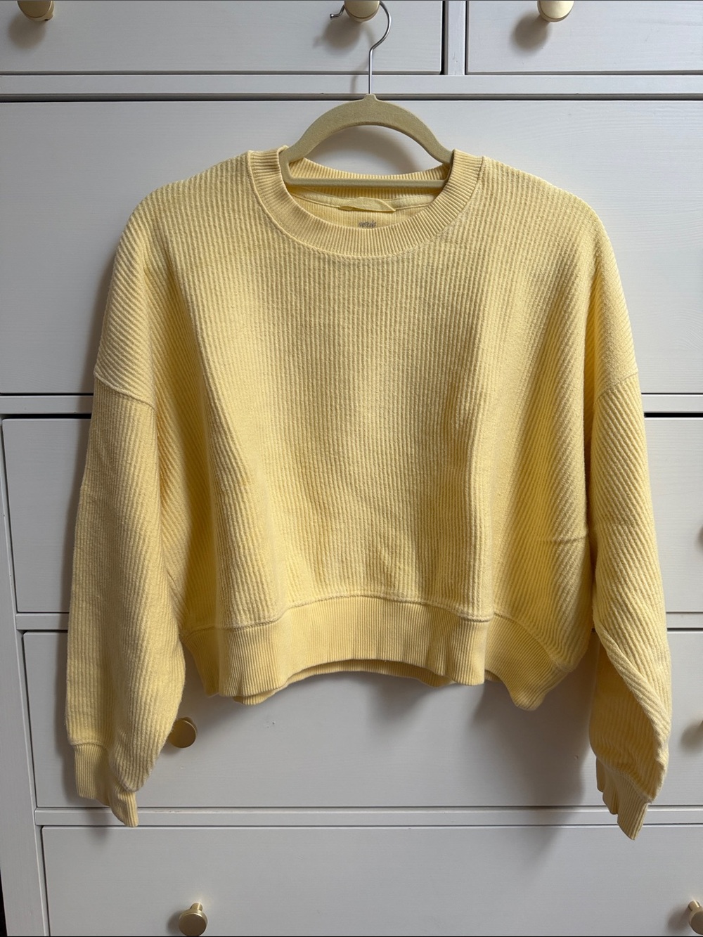 Aerie - Women's Waffle Crewneck Sweatshirt - Pale Yellow